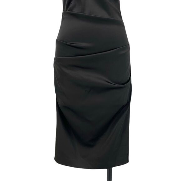 CACHE Puff Sleeve Ruched Satin Dress - Picture 7 of 11